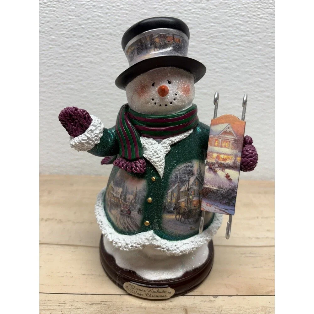 2004 Thomas Kinkade Village Christmas Snowman Bradford Collection